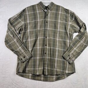 Cutter & Buck Men's Green‎ Brown Yellow Plaid Button Down Shirt Size Large